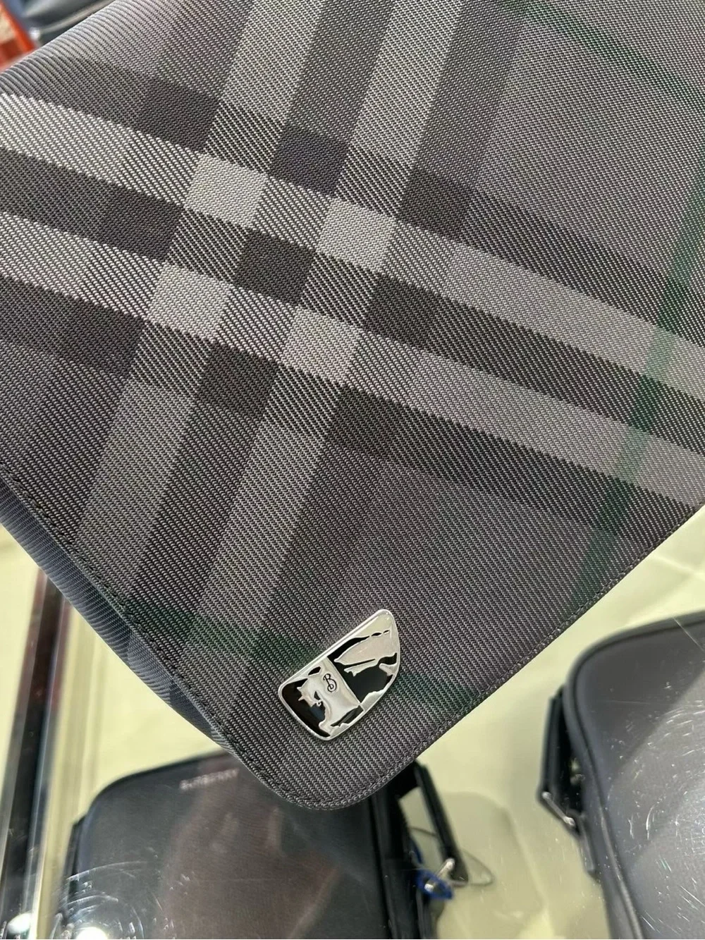 Black Men's Plaid Crossbody Messenger Bag